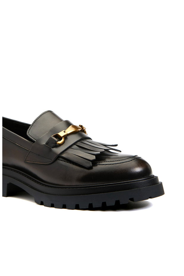 Bronz Deri Kadın Loafer - 6