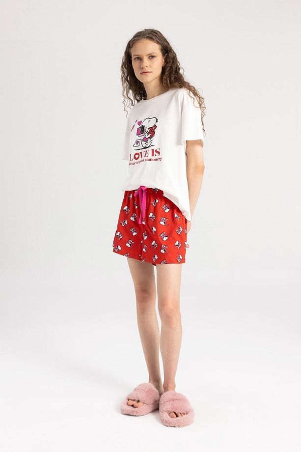 Fall In Love Snoopy Kısa Kollu Şortlu Pijama Takımı B6205ax24sp - 4