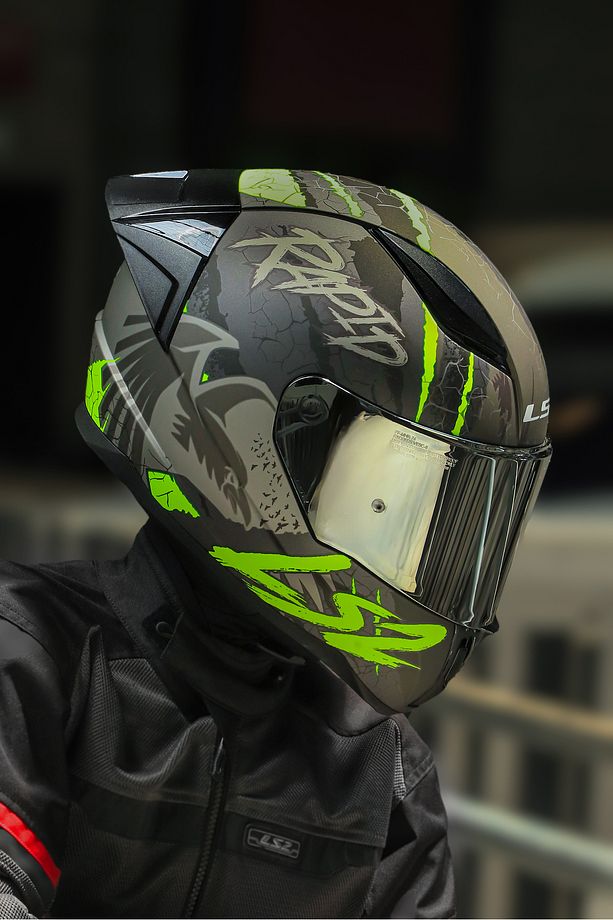 Rapıd 2 Race Raven Mat Siyah-gri-neon Sarı Kask - 8