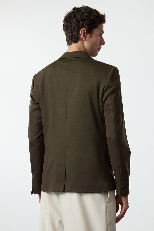 Haki Slim Fit Örme Esnek Kumaşlı Blazer Ceket TMNAW23CE00025 - 6
