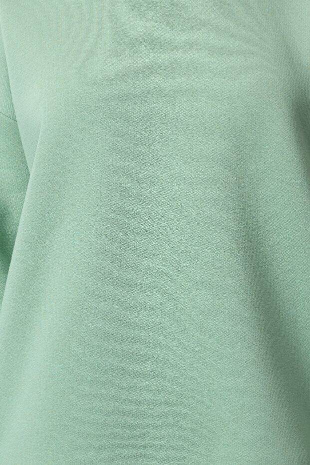 Culoare mentă - Hanorac tricotat din lână cu decolteu de bază cu tăietură supradimensionată TWOAW24SW00102 - 5