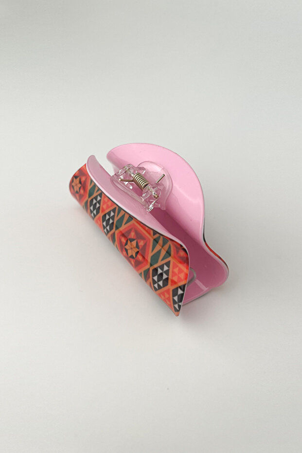 مشبك مزلاج بيضاوي منقوش عرقيًا مقاس 8 سم - 2