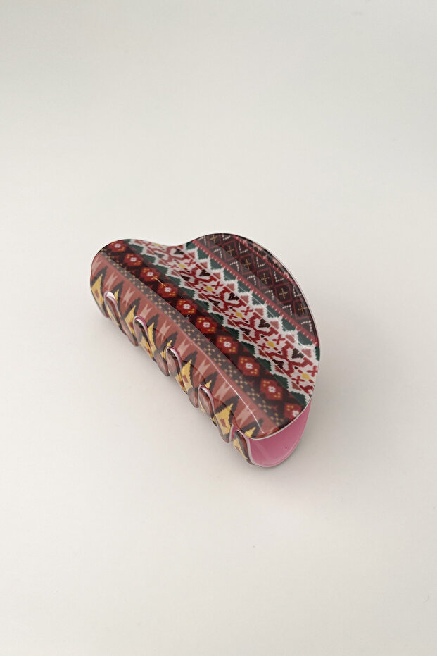 مشبك مزلاج بيضاوي منقوش عرقيًا مقاس 8 سم - 1