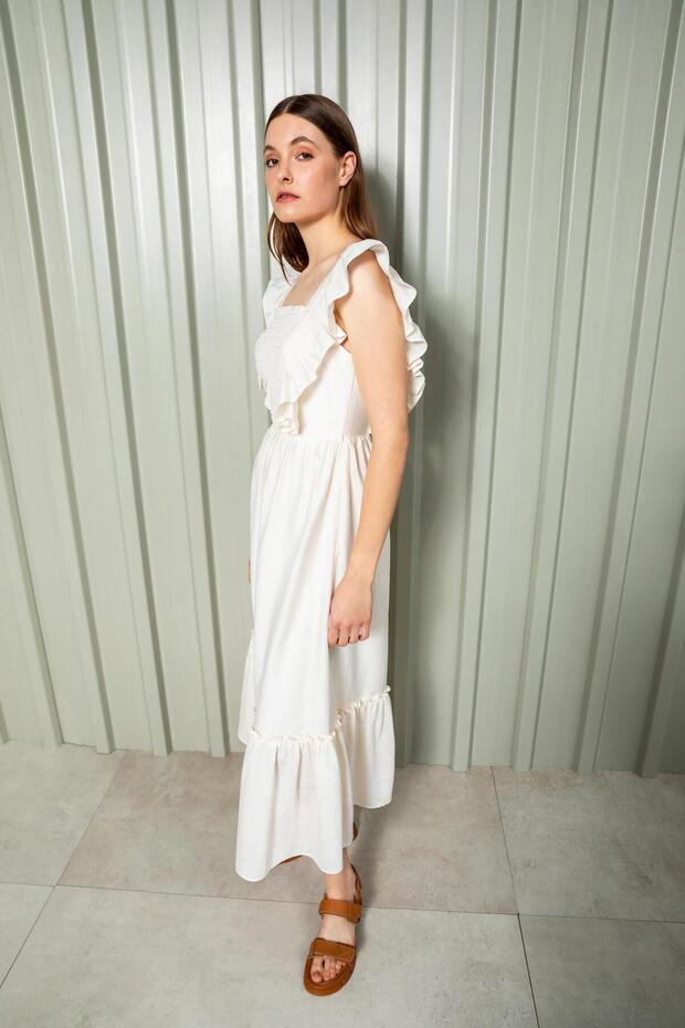 40506 Elbise Ekru - 3