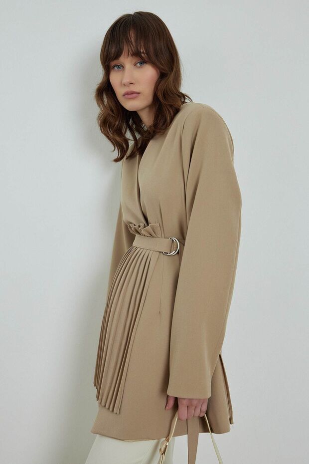 BLAZER JACKET WITH ACCESSORY - STONE - 5