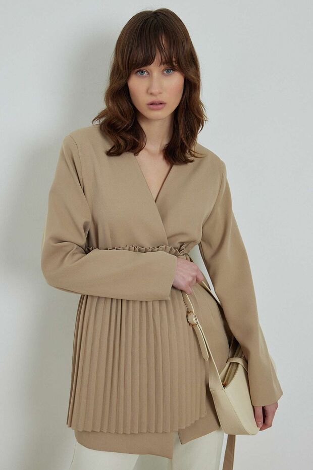 BLAZER JACKET WITH ACCESSORY - STONE - 4