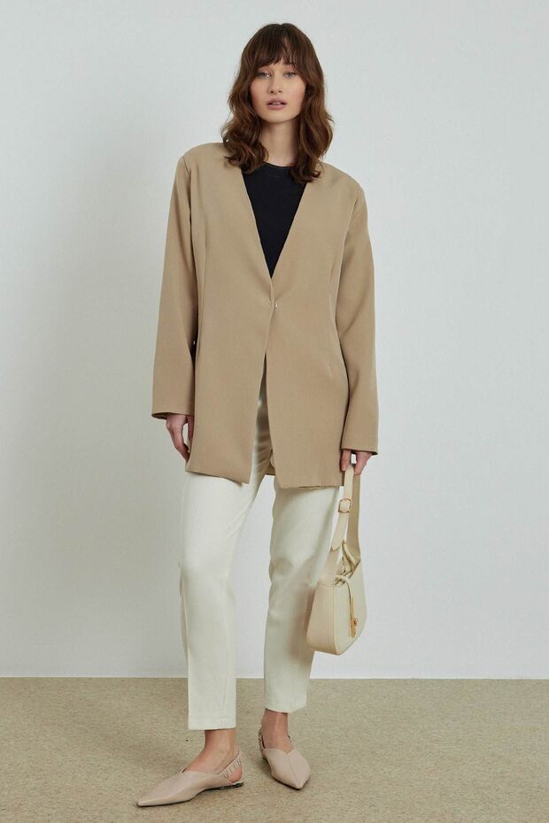 BLAZER JACKET WITH ACCESSORY - STONE - 7