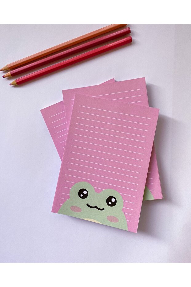 Sevimli Kurbağa Desenli Defter/notepad/memopad/bloknot/planlayıcı/to Do List A6 - 3