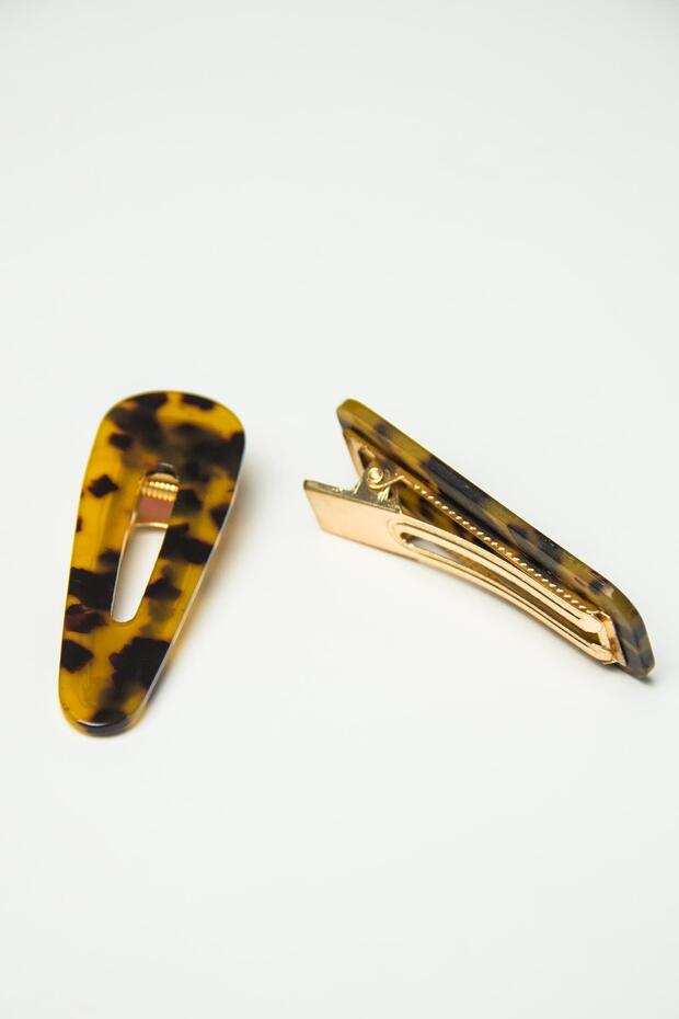 Agrafă de păr dublă leopard (7 cm) - 3