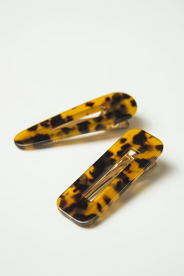 Agrafă de păr dublă leopard (7 cm) - 1