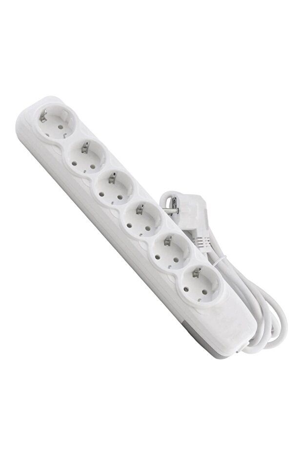 6-piece Group Socket - 2 Meter Grounded Plug Coupler Socket, Switch-free and Multiple Extension Cable - 2