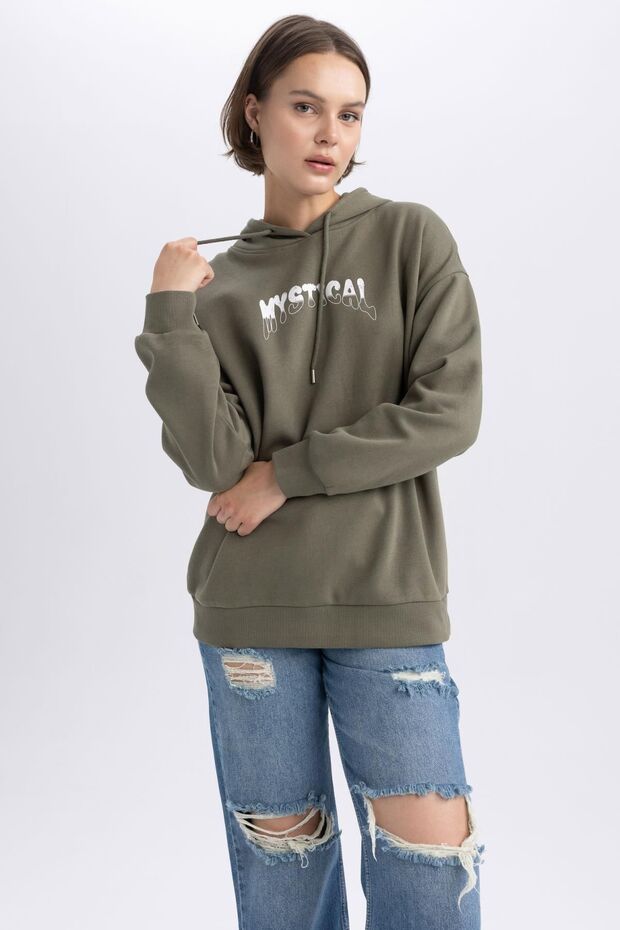 Thick and Hooded Oversize Sweatshirt - A4744ax23wn