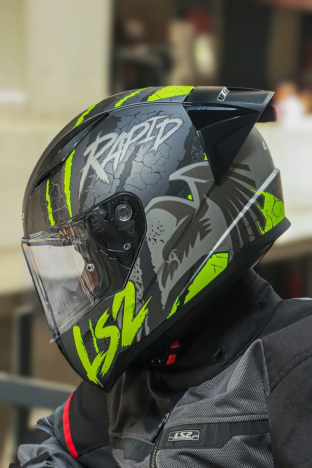 Rapıd 2 Race Raven Mat Siyah-gri-neon Sarı Kask - 5