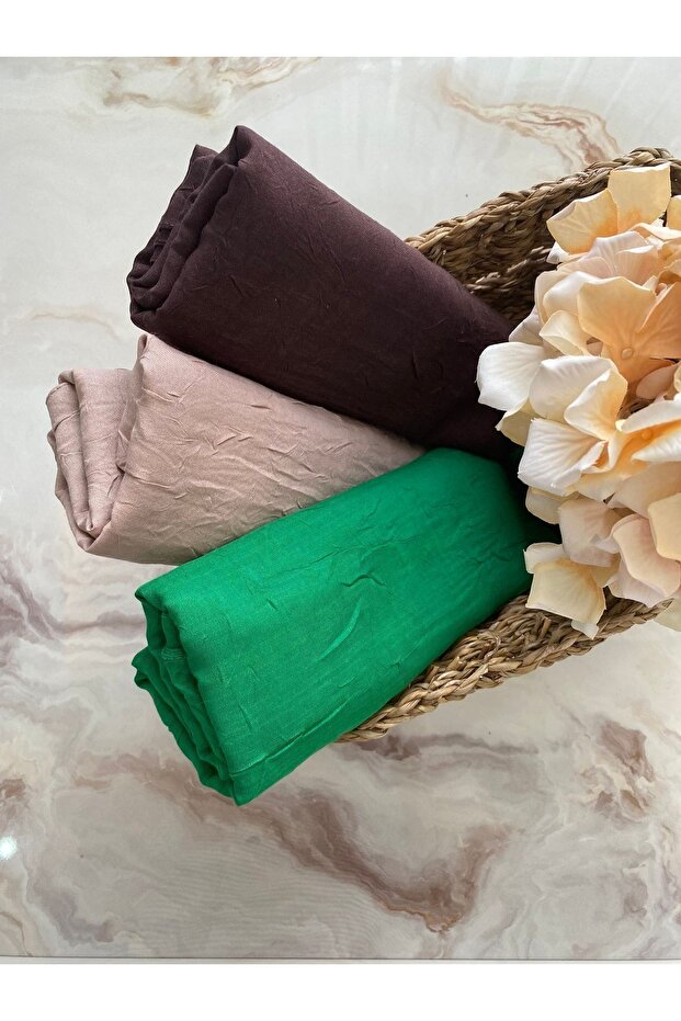 Hijab Bamboo Kraş 3-Piece Shawl Set (bitter Brown-mink-benetton)