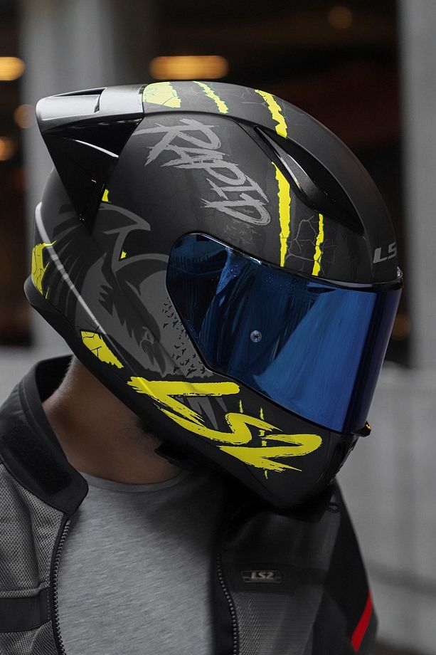 Rapıd 2 Race Raven Mat Siyah-gri-neon Sarı Kask - 2