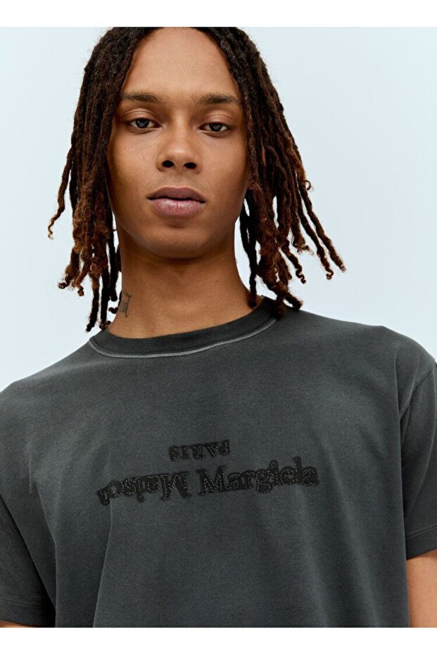 Maison M. Reverse Logo Loose Fit Black Tshirt