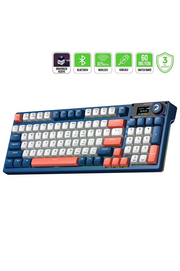 Gasket Elite Rgb Wireless/bluetooth/kablolu Mekanik Red Switch Gasket Gaming Klavye - 1