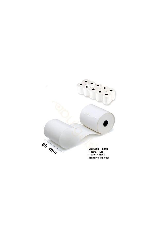80x40 Thermal (Termal) Rulo Kağıt Fiş Yazıcı Kağıdı 10lu Rulo Aclas,Xprinter,Rongta,Posbank - 1
