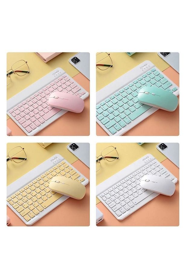 Bluetooth Klavye Mouse Set Ipad- Laptop-telefoon Uyumlu Silim Klavye Mous Set Tüm Cihazlara Uyumlu - 5