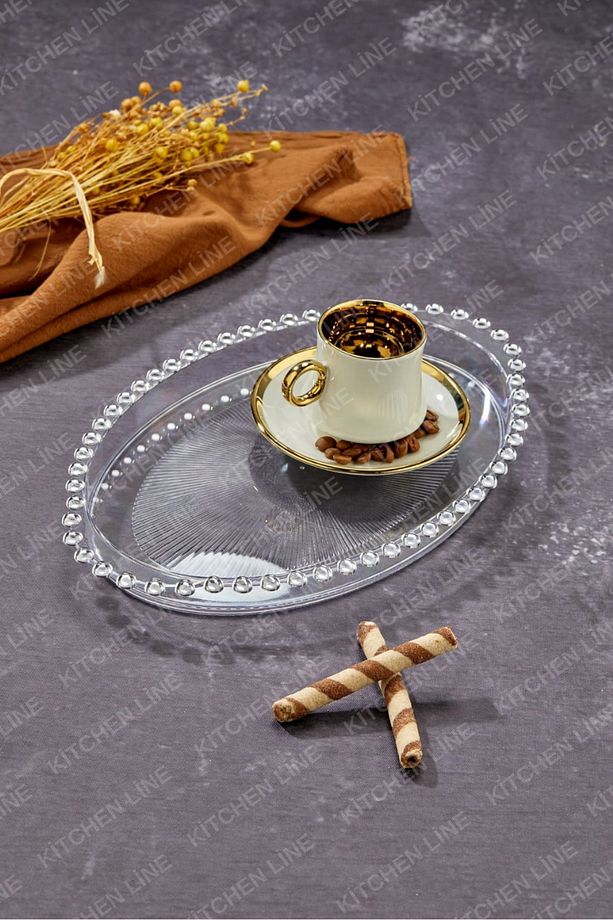2 ADET MİKA BONCUKLU OVAL TEPSİ - 2