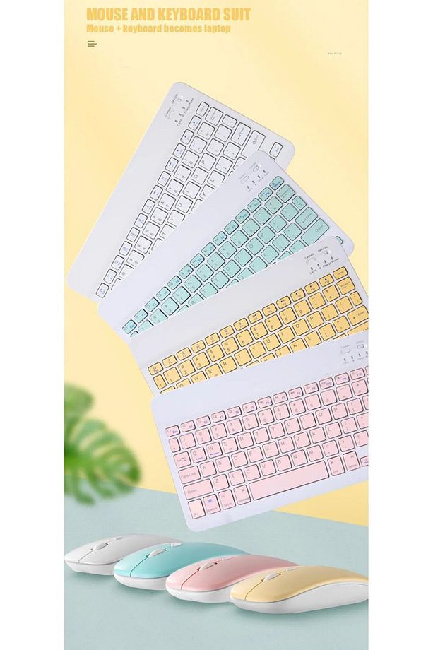 Bluetooth Klavye Mouse Set Ipad- Laptop-telefoon Uyumlu Silim Klavye Mous Set Tüm Cihazlara Uyumlu - 6