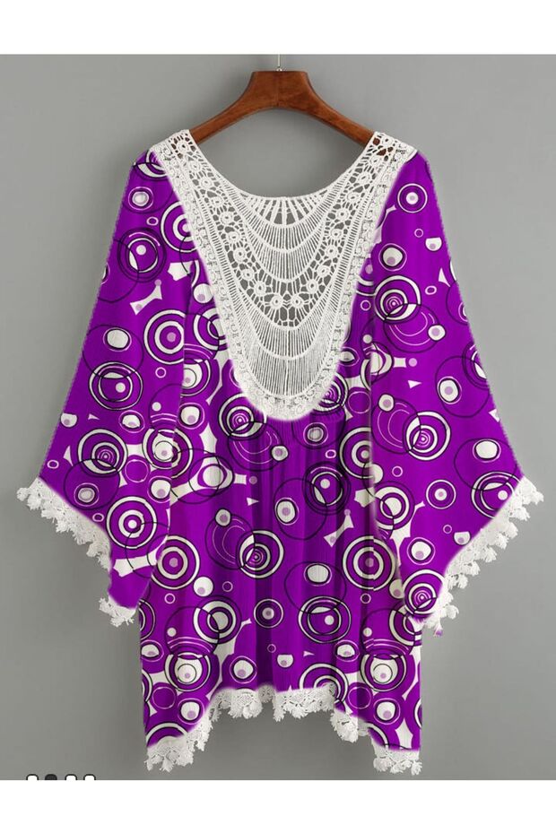Back Embroidered Beach Dress with Pompom Detail