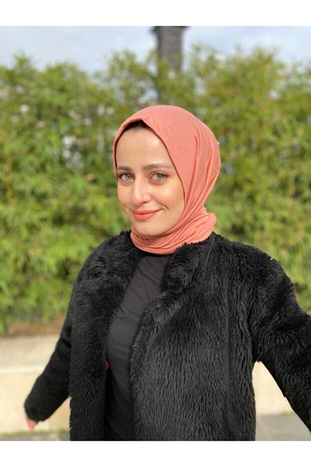 شال قطني ممشط باللون الخوخي - مظهر متين - 1