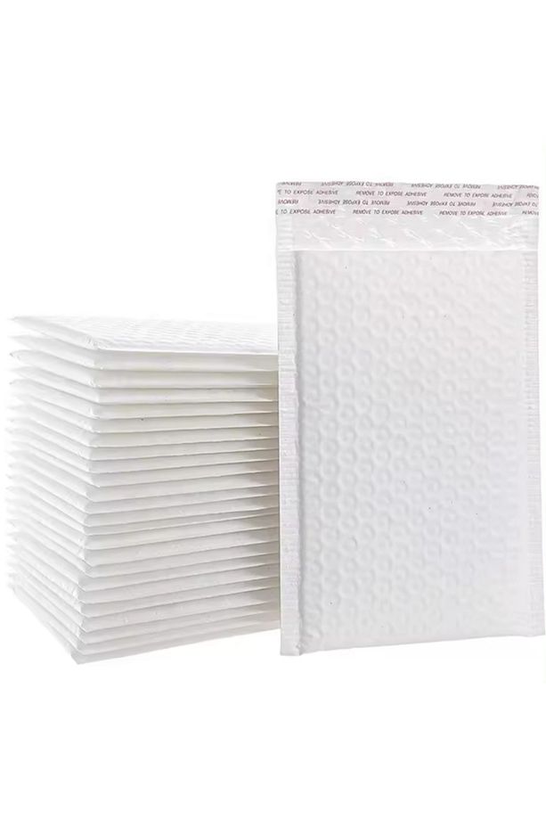 Bantlı Beyaz Balonlu Kargo Poşeti 13 x 18 cm + 4 cm Kapak Bantlı 50 Adet - 3