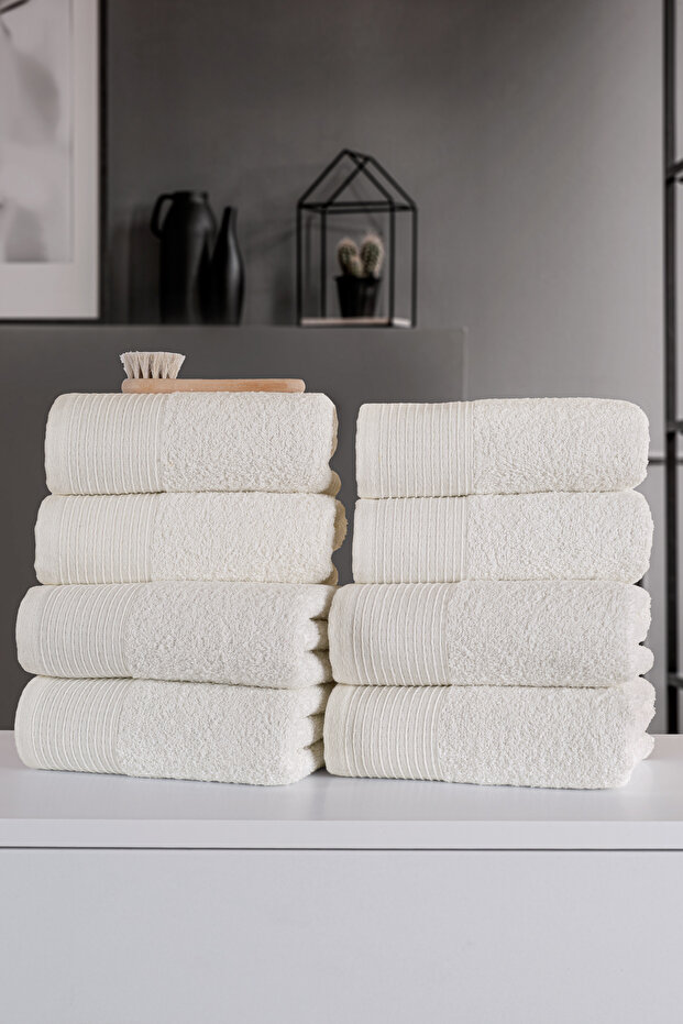 Sıla 8-Piece Boxed 50x90cm Cotton Towel Set | Towel | Towel & Towel Set | Dowry | Hand & Face Towel