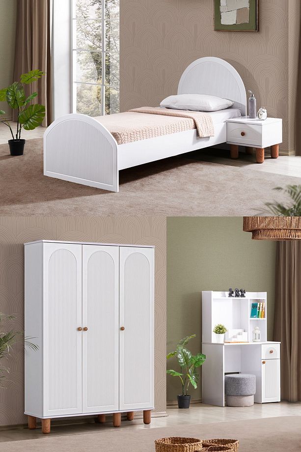 Bohem Genç Odası - 3 Kapaklı Dolap, Karyola, Komodin, Masa - 1