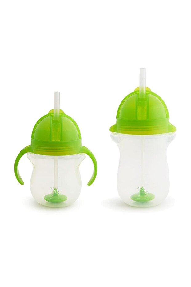 Click-Lock Spout Drinking Cup with Straw 6 Months+ 207 ml Green and 12 Months+ 296 ml Green