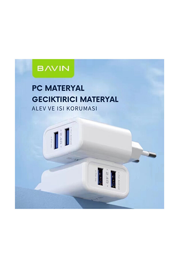 Çift Usb Girişli Şarj Adaptörü Beyaz 2,4a - 3