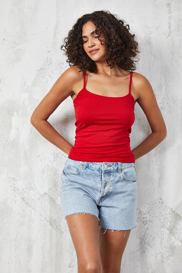 Cotton Red Thin String Basic Undershirt - 27274 - 1