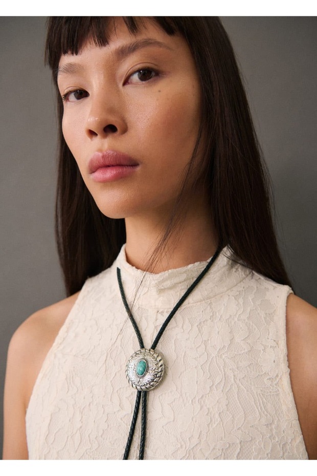 Dantel detaylı uzun elbise - 7