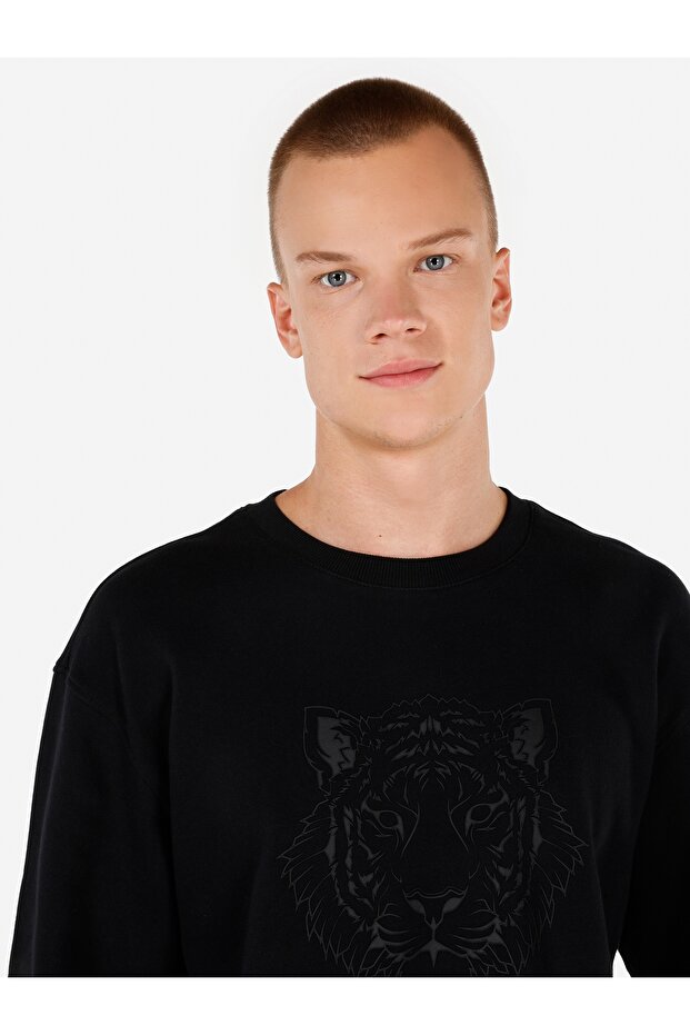 Siyah Erkek Sweatshirt - 4