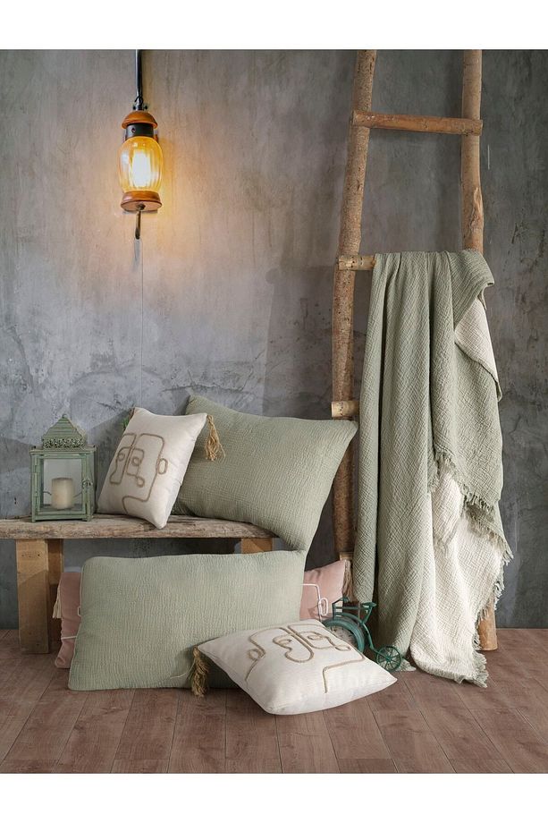 Adaçayı Yeşili 4 Katlı Multi Muslin %100 Pamuk Tek Kişillik Yatak Örtüsü 160x240cm - 7