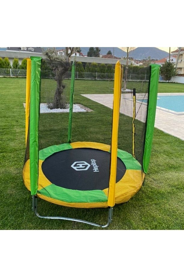 Katlanabilir Ev Tipi Trambolin Fileli Korumalı Büyük Boy 140 Cm Çocuk Trampolini 5 Ft Trambolin - 1