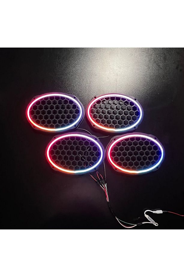 Piksel Neon Ledli Oval 6*9 Hoparlör Midrange Kapağı 4adet Kapak+Modül Soket Tak Çıkart Kolay Montaj - 4