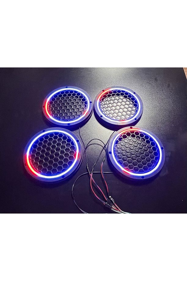Piksel Neon Ledli 20cm Midrange Hoparlör Kapağı 4adet Kapak+Modül Soketli Tak Çıkart Kolay Montaj - 5