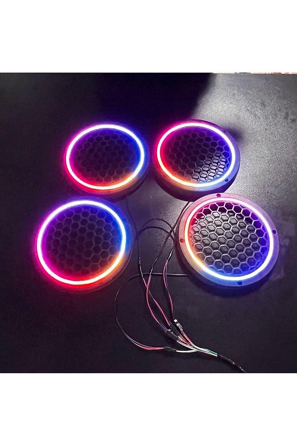 Piksel Neon Ledli 20cm Midrange Hoparlör Kapağı 4adet Kapak+Modül Soketli Tak Çıkart Kolay Montaj - 3
