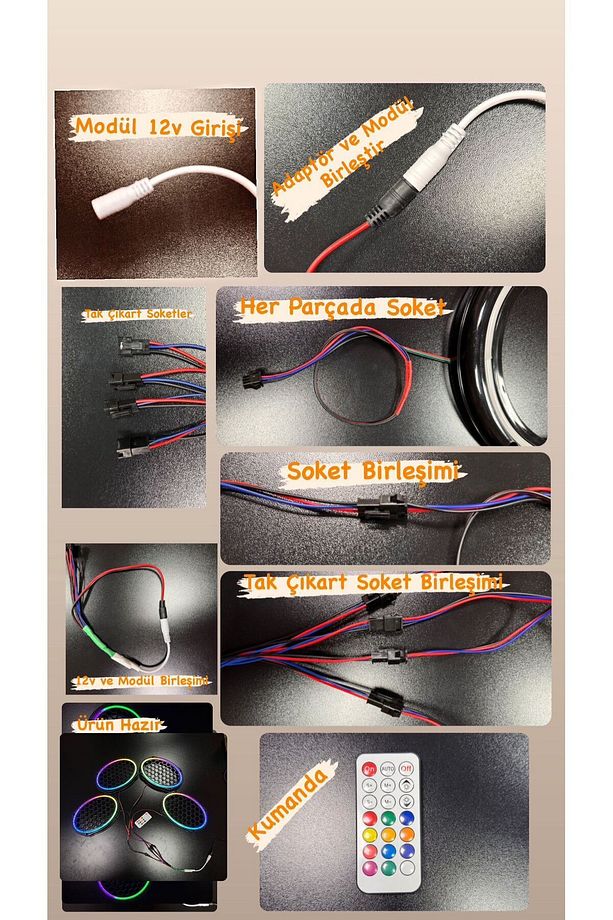 Piksel Neon Ledli Oval 6*9 Hoparlör Midrange Kapağı 4adet Kapak+Modül Soket Tak Çıkart Kolay Montaj - 3