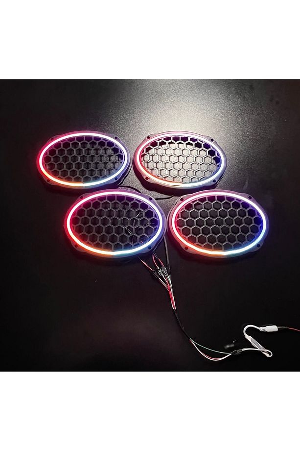 Piksel Neon Ledli Oval 6*9 Hoparlör Midrange Kapağı 4adet Kapak+Modül Soket Tak Çıkart Kolay Montaj - 6