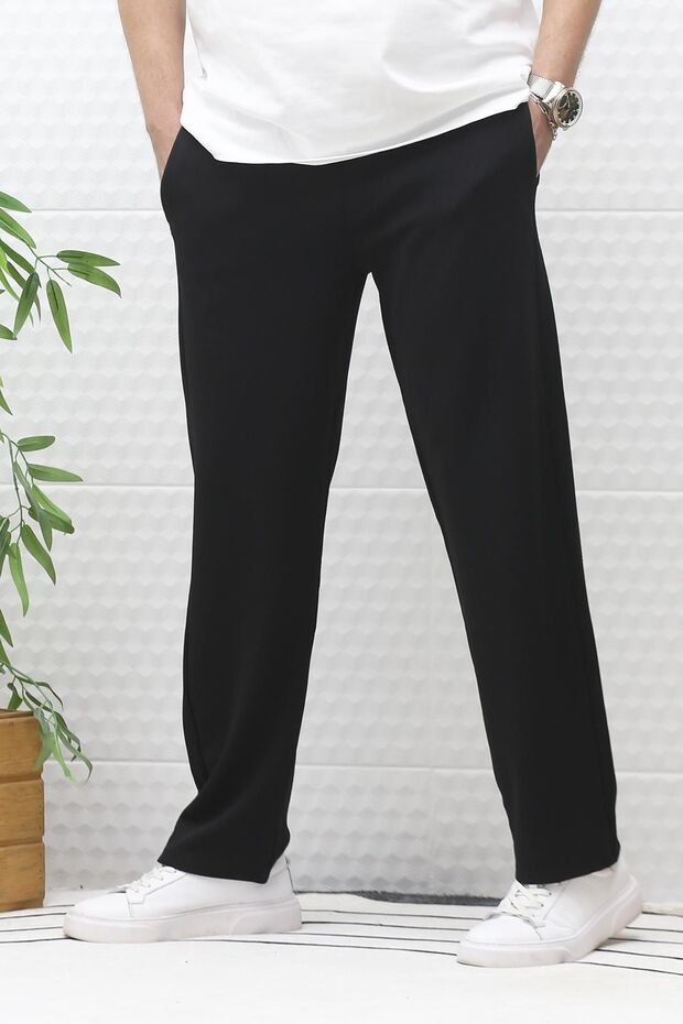Men's Full Lycra Relaxed Fit Baggy Trousers with Elastic Waist