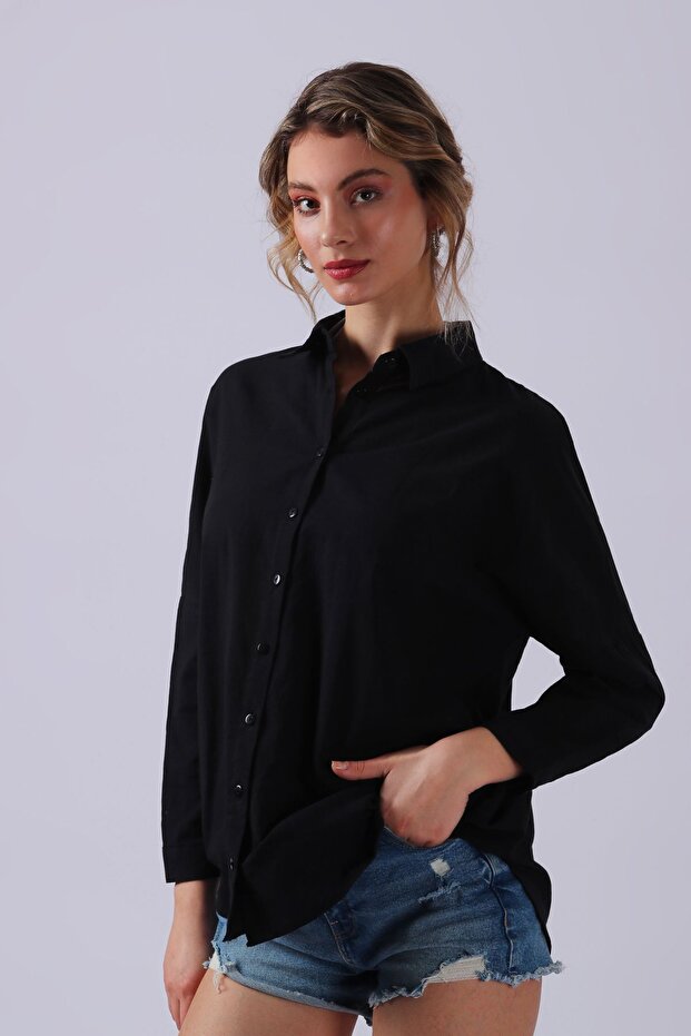 Over Size Keten Gömlek - 5