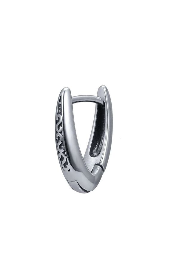 Tribal Patterned Antique Design Drop Model Stainless & Tarnish Resistant Hoop 316L Steel Earrings