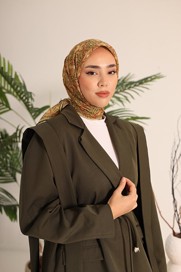 وشاح منقوش بوصلة من القطن الناعم - 1