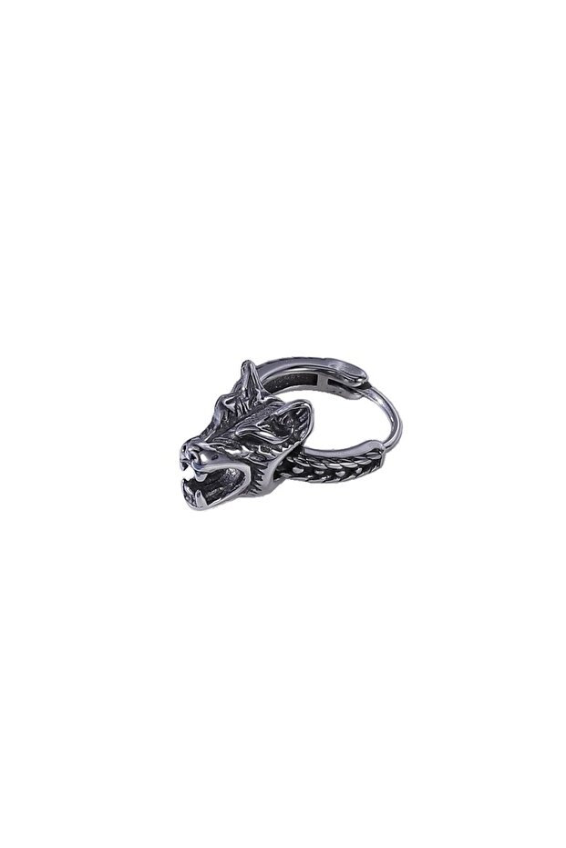 Nordic Stainless 316L Steel Earrings - Odin Fenrir Wolf Accessory Hoop