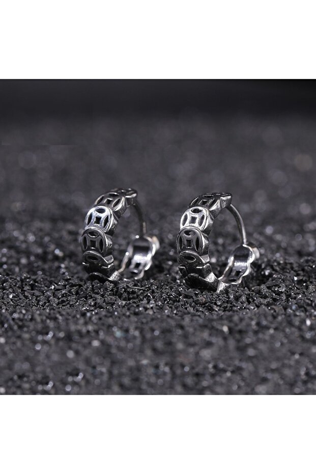Special Design Perforated Hoop Stainless & Tarnish Resistant Gothic 316L Steel Unisex Earrings