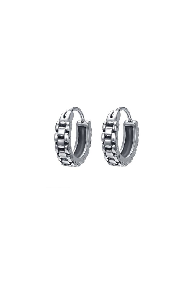Chain Design Biker Hoop Anti-Tarnish & Rust-Proof 316L Steel Gothic Earrings