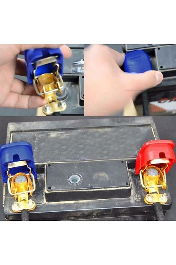 Akü Kutup Başı Kapaklı Çift Tekne Akü Kutup Başı Kırmızı Ve Mavi - 4
